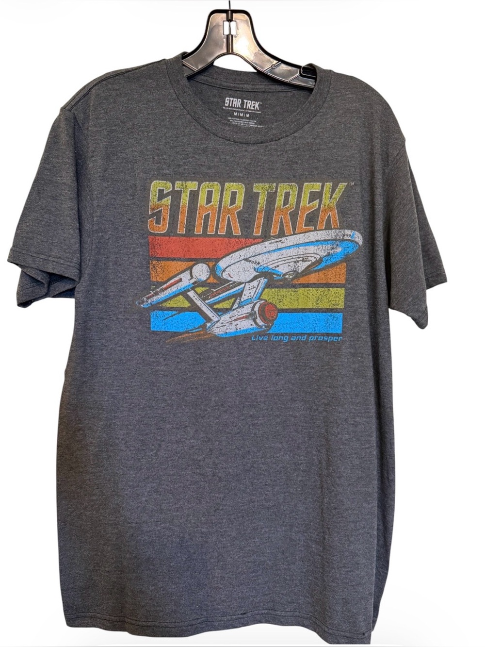 Star Trek Graphic Tee Shirt Medium Retro USS Enterprise Distressed M